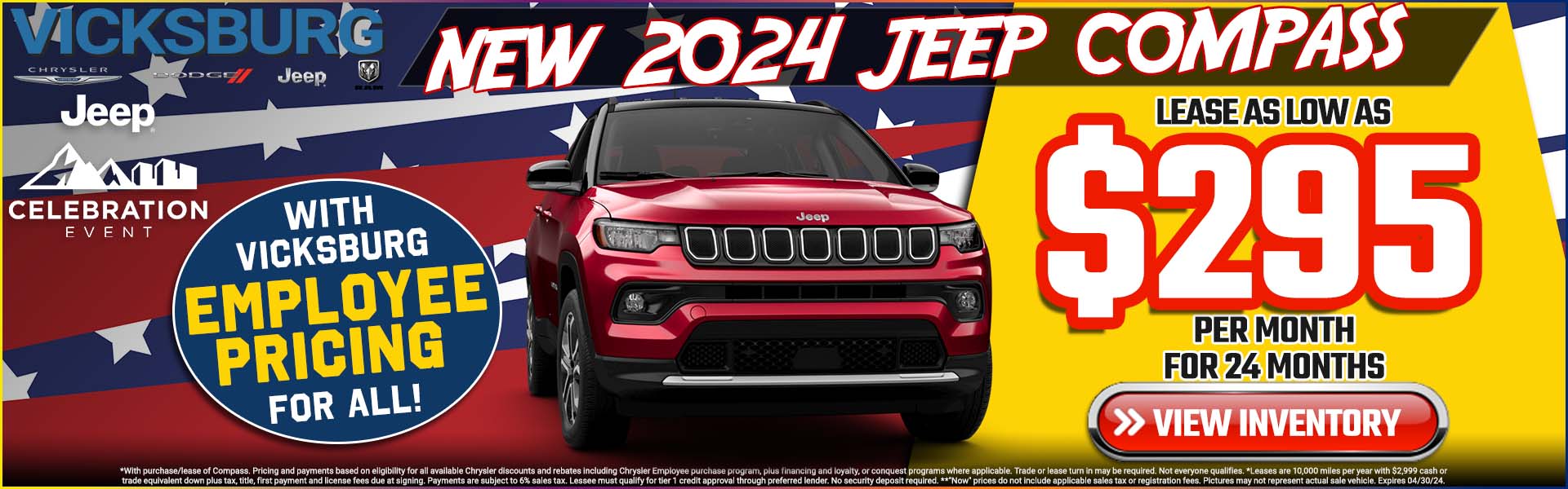  2024 Jeep Compass $295 per month for 24 months