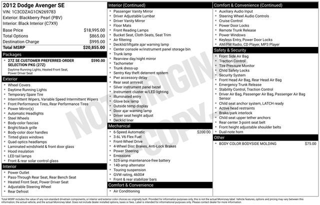 2012 Dodge Avenger SE