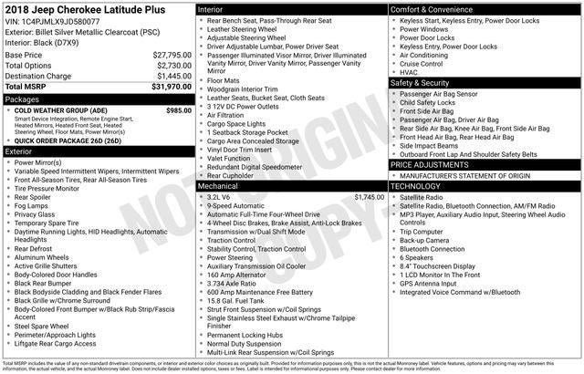 2018 Jeep Cherokee Latitude Plus 4x4