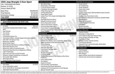 2026 Jeep Wrangler WRANGLER 2-DOOR SPORT