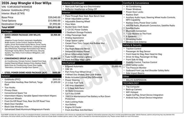 2026 Jeep Wrangler WRANGLER 4-DOOR WILLYS