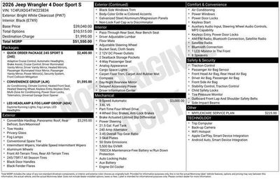 2026 Jeep Wrangler WRANGLER 4-DOOR SPORT S