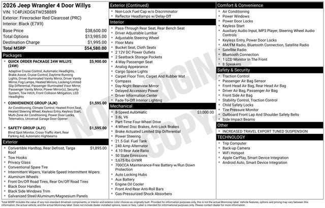 2026 Jeep Wrangler WRANGLER 4-DOOR WILLYS