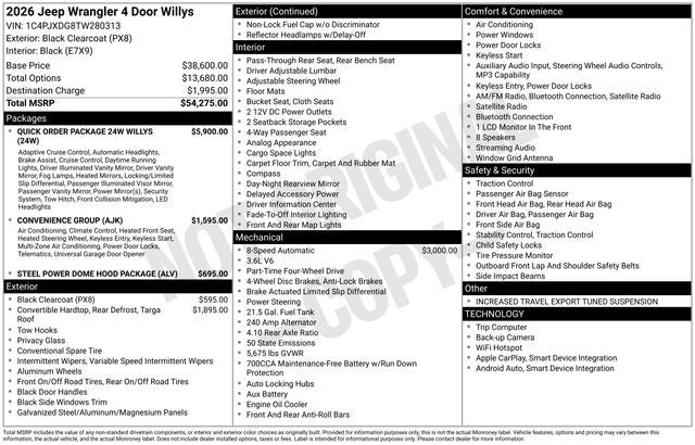 2026 Jeep Wrangler WRANGLER 4-DOOR WILLYS