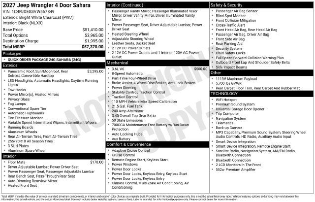 2027 Jeep Wrangler WRANGLER 4-DOOR SAHARA