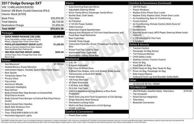 2017 Dodge Durango SXT AWD