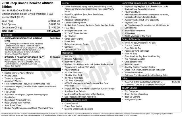 2018 Jeep Grand Cherokee Altitude 4x2