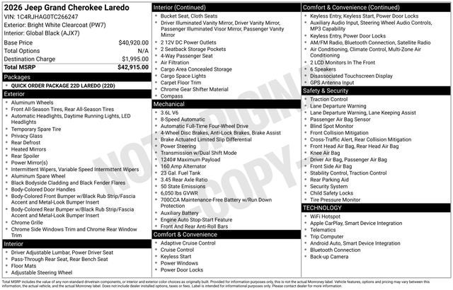2026 Jeep Grand Cherokee GRAND CHEROKEE LAREDO 4X4