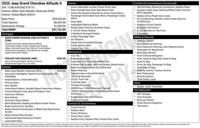 2025 Jeep Grand Cherokee GRAND CHEROKEE ALTITUDE X 4X4