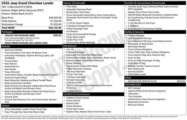 2026 Jeep Grand Cherokee GRAND CHEROKEE LAREDO 4X4