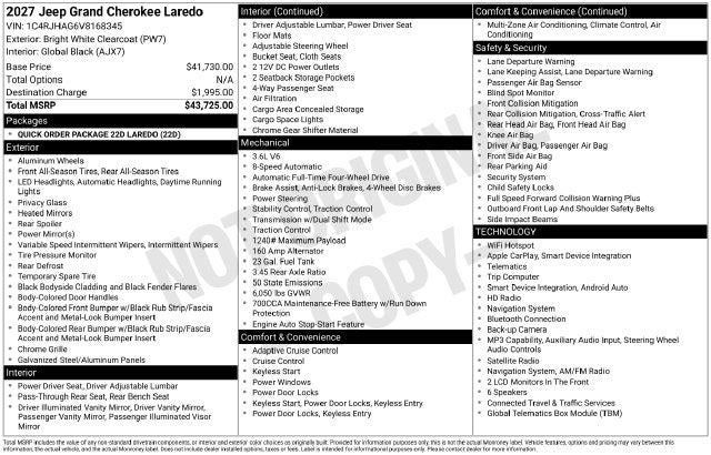 2027 Jeep Grand Cherokee GRAND CHEROKEE LAREDO 4X4