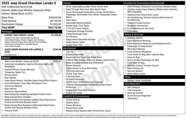 2025 Jeep Grand Cherokee GRAND CHEROKEE LAREDO X 4X4
