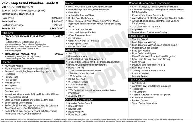 2026 Jeep Grand Cherokee GRAND CHEROKEE LAREDO X 4X4
