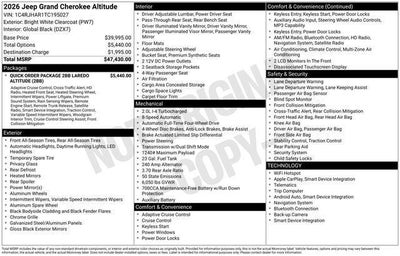 2026 Jeep Grand Cherokee GRAND CHEROKEE LAREDO ALTITUDE 4X4