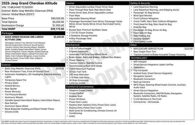 2026 Jeep Grand Cherokee GRAND CHEROKEE LAREDO ALTITUDE 4X4