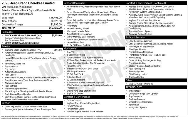 2025 Jeep Grand Cherokee GRAND CHEROKEE LIMITED 4X4