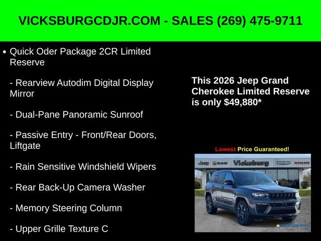 2026 Jeep Grand Cherokee GRAND CHEROKEE LIMITED RESERVE 4X4