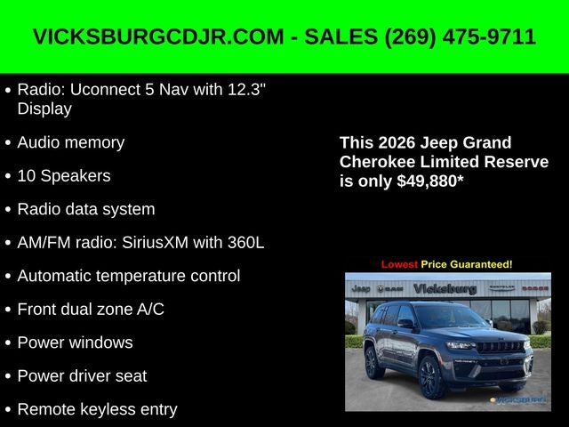 2026 Jeep Grand Cherokee GRAND CHEROKEE LIMITED RESERVE 4X4