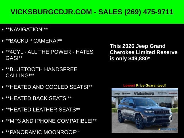 2026 Jeep Grand Cherokee GRAND CHEROKEE LIMITED RESERVE 4X4