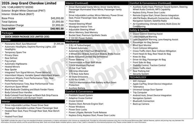 2026 Jeep Grand Cherokee GRAND CHEROKEE LIMITED 4X4