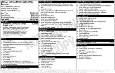 2026 Jeep Grand Cherokee GRAND CHEROKEE LIMITED RESERVE 4X4