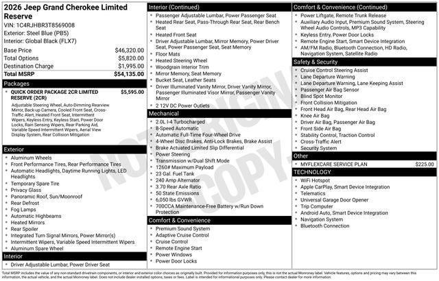 2026 Jeep Grand Cherokee GRAND CHEROKEE LIMITED RESERVE 4X4