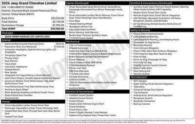 2026 Jeep Grand Cherokee GRAND CHEROKEE LIMITED 4X4