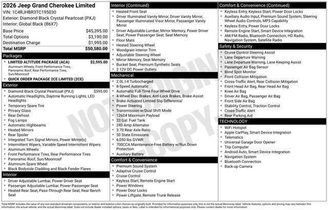 2026 Jeep Grand Cherokee GRAND CHEROKEE LIMITED 4X4