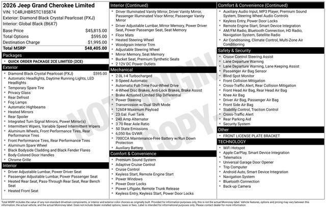 2026 Jeep Grand Cherokee GRAND CHEROKEE LIMITED 4X4