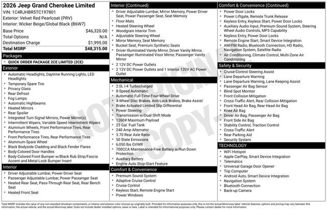 2026 Jeep Grand Cherokee GRAND CHEROKEE LIMITED 4X4
