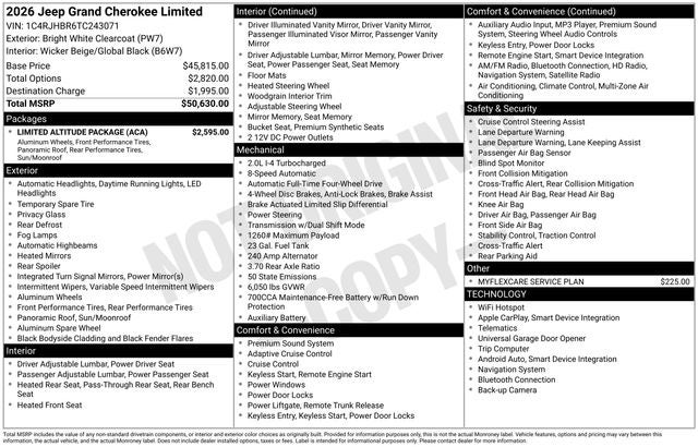 2026 Jeep Grand Cherokee GRAND CHEROKEE LIMITED 4X4