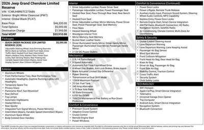 2026 Jeep Grand Cherokee GRAND CHEROKEE LIMITED RESERVE 4X4
