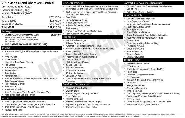 2027 Jeep Grand Cherokee GRAND CHEROKEE LIMITED 4X4