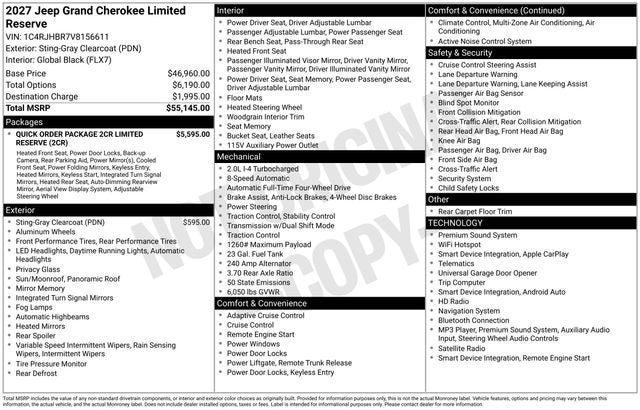 2027 Jeep Grand Cherokee Limited Reserve