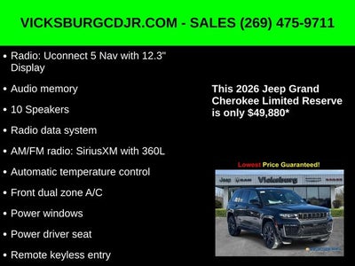 2026 Jeep Grand Cherokee GRAND CHEROKEE LIMITED RESERVE 4X4