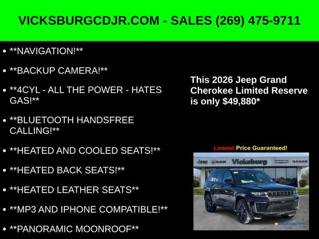 2026 Jeep Grand Cherokee GRAND CHEROKEE LIMITED RESERVE 4X4