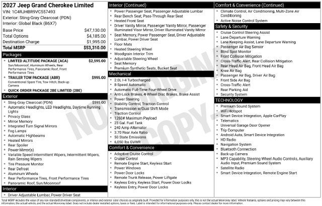 2027 Jeep Grand Cherokee GRAND CHEROKEE LIMITED 4X4
