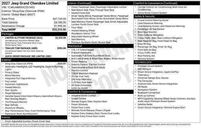 2027 Jeep Grand Cherokee GRAND CHEROKEE LIMITED 4X4