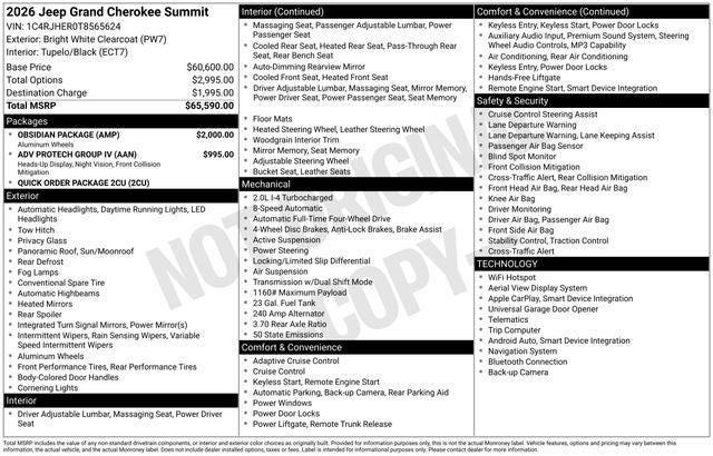 2026 Jeep Grand Cherokee GRAND CHEROKEE SUMMIT 4X4