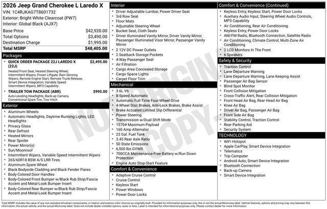 2026 Jeep Grand Cherokee GRAND CHEROKEE L LAREDO X 4X4