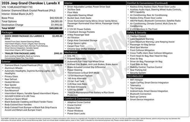 2026 Jeep Grand Cherokee GRAND CHEROKEE L LAREDO X 4X4