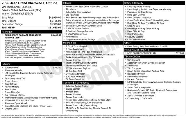 2026 Jeep Grand Cherokee GRAND CHEROKEE L LAREDO ALTITUDE 4X4