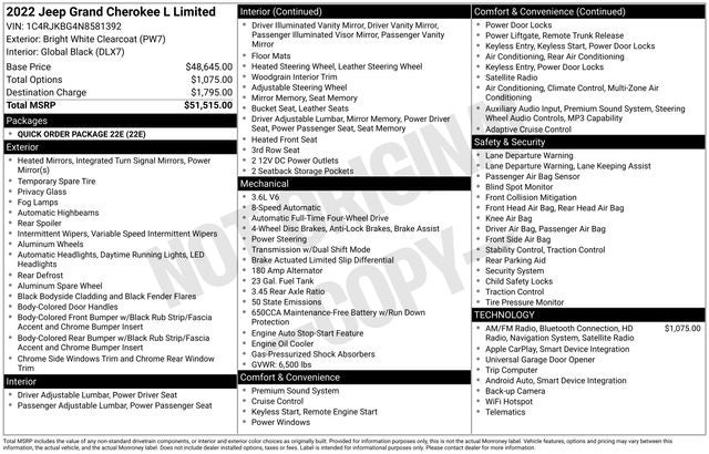 2022 Jeep Grand Cherokee L Limited 4x4