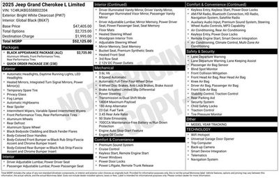 2025 Jeep Grand Cherokee GRAND CHEROKEE L LIMITED 4X4