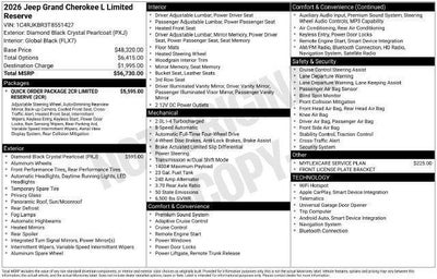 2026 Jeep Grand Cherokee L GRAND CHEROKEE L LIMITED RESERVE 4X4