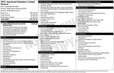 2027 Jeep Grand Cherokee L GRAND CHEROKEE L LIMITED RESERVE 4X4