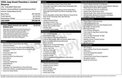 2026 Jeep Grand Cherokee GRAND CHEROKEE L LIMITED RESERVE 4X4