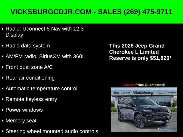 2026 Jeep Grand Cherokee GRAND CHEROKEE L LIMITED RESERVE 4X4