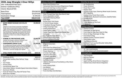 2026 Jeep Wrangler WRANGLER 4-DOOR WILLYS