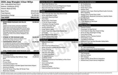 2026 Jeep Wrangler WRANGLER 4-DOOR WILLYS